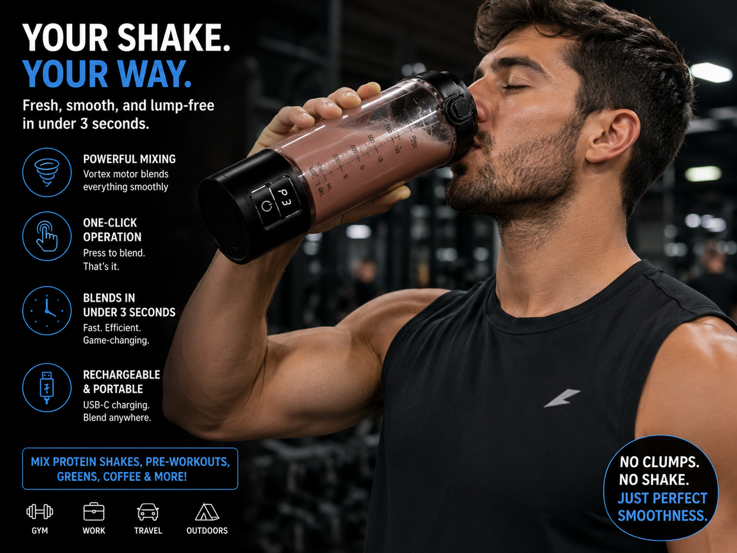 LIFTRS BlendX™ Portable Blender Bottle
